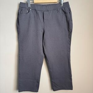 Tahari Elements Women's L Pull On Casual Dress Capri Pants Grey High-Rise Office